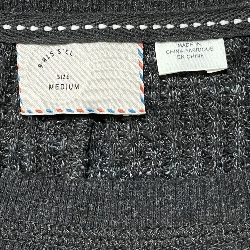 POST CARD Anthropologie Village Swing Gray Thermal Top Size M Long Sleeve Women - Picture 3 of 11
